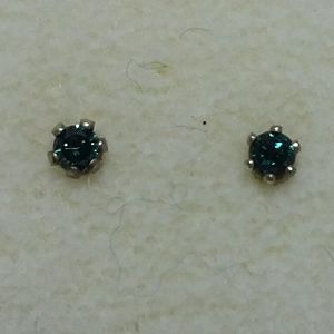 Genuine blue diamond earrings